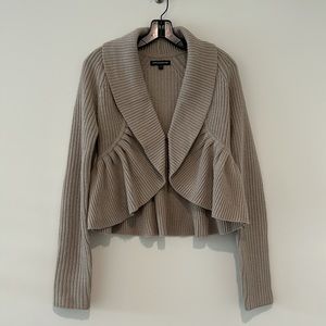 Neutral/Beige Merino Wool blend Shawl Collar Sweater